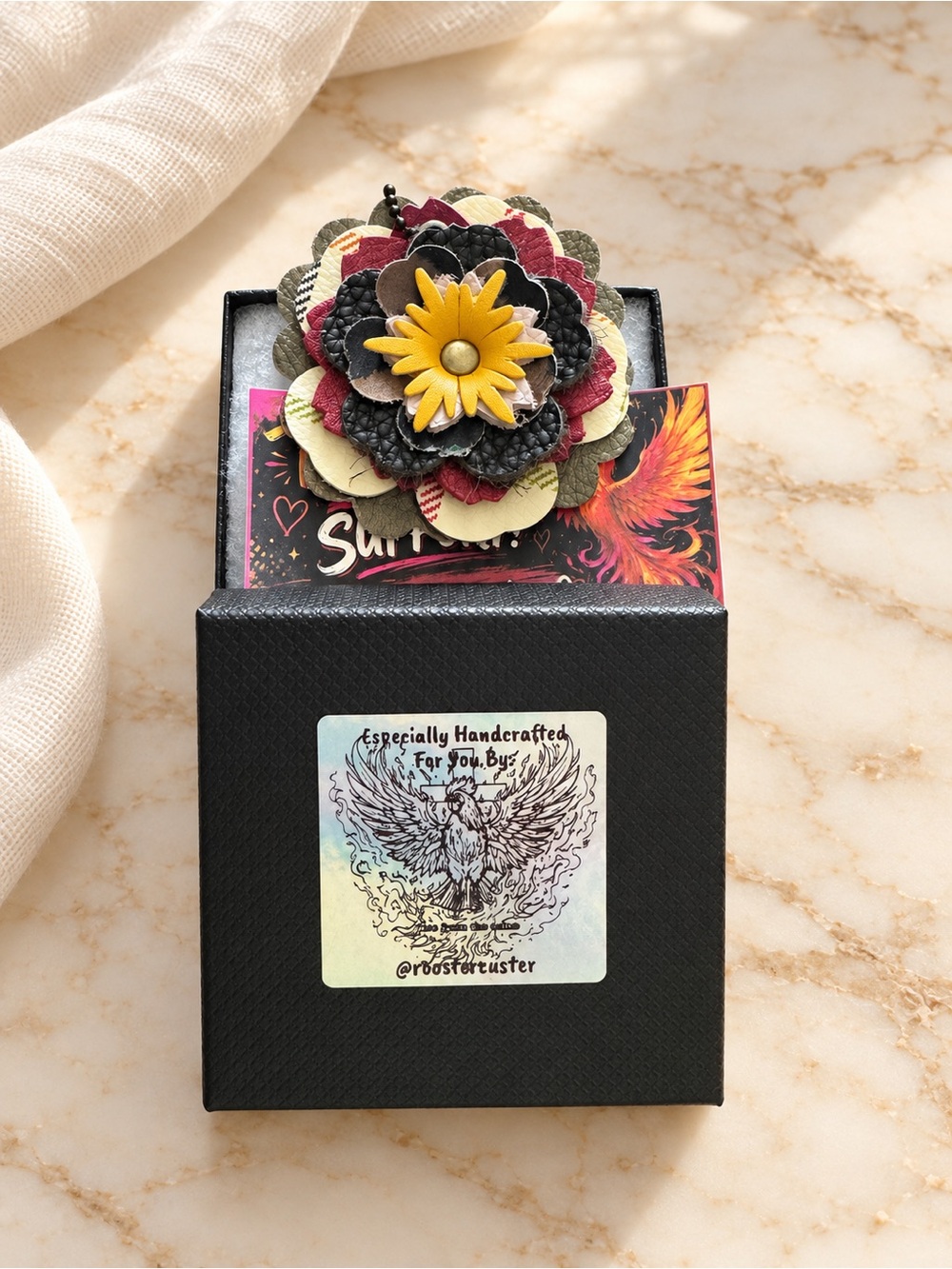 Roostercuster Original Handcrafted Upcycled Flower Bag Charm